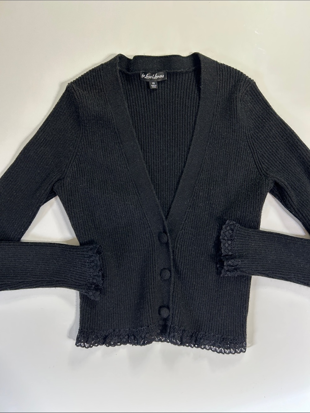 For Love and Lemons Black Lace
Knit Nina Cardigan sweater lace XS romantic goth